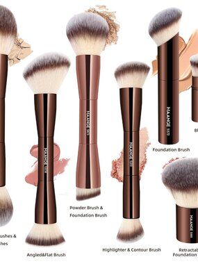 MAANGE 7pcs Makeup Brush Set Double Sided Kabuki Makeup Brushes Contour Brush NE